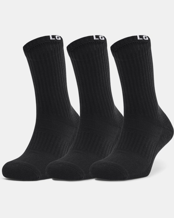 Unisex UA Core Crew 3-Pack Socks, Black, pdpMainDesktop image number 0